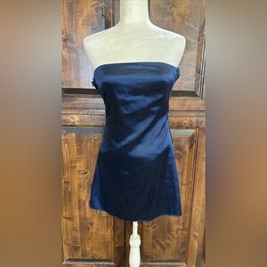NWOT Princess Polly Shaya Strapless Satin Mini Dress Navy Women’s US 4 AU 8